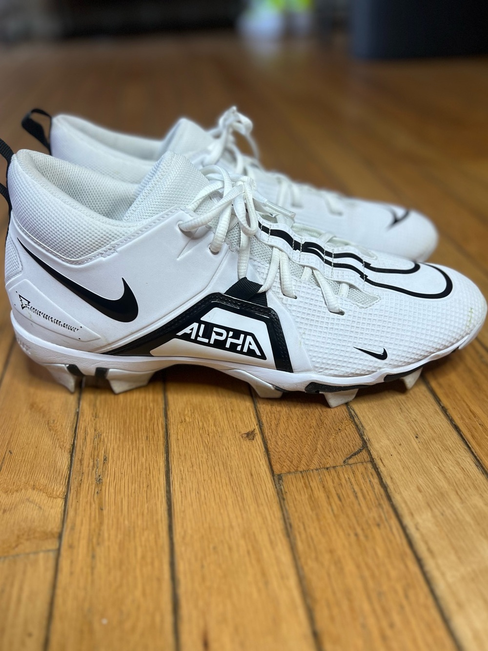Nike Alpha Menace Football Cleats White/Black US 12 Medium (D) CV0582-100
